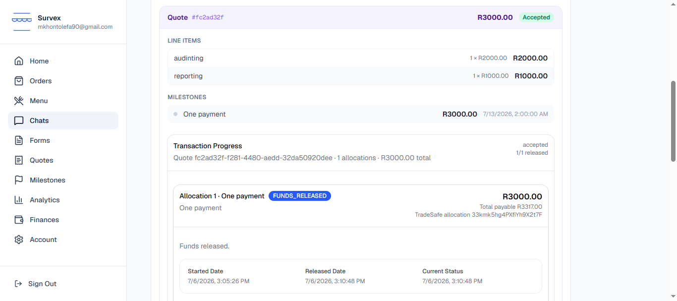 First milestone funds released; second milestone now active.